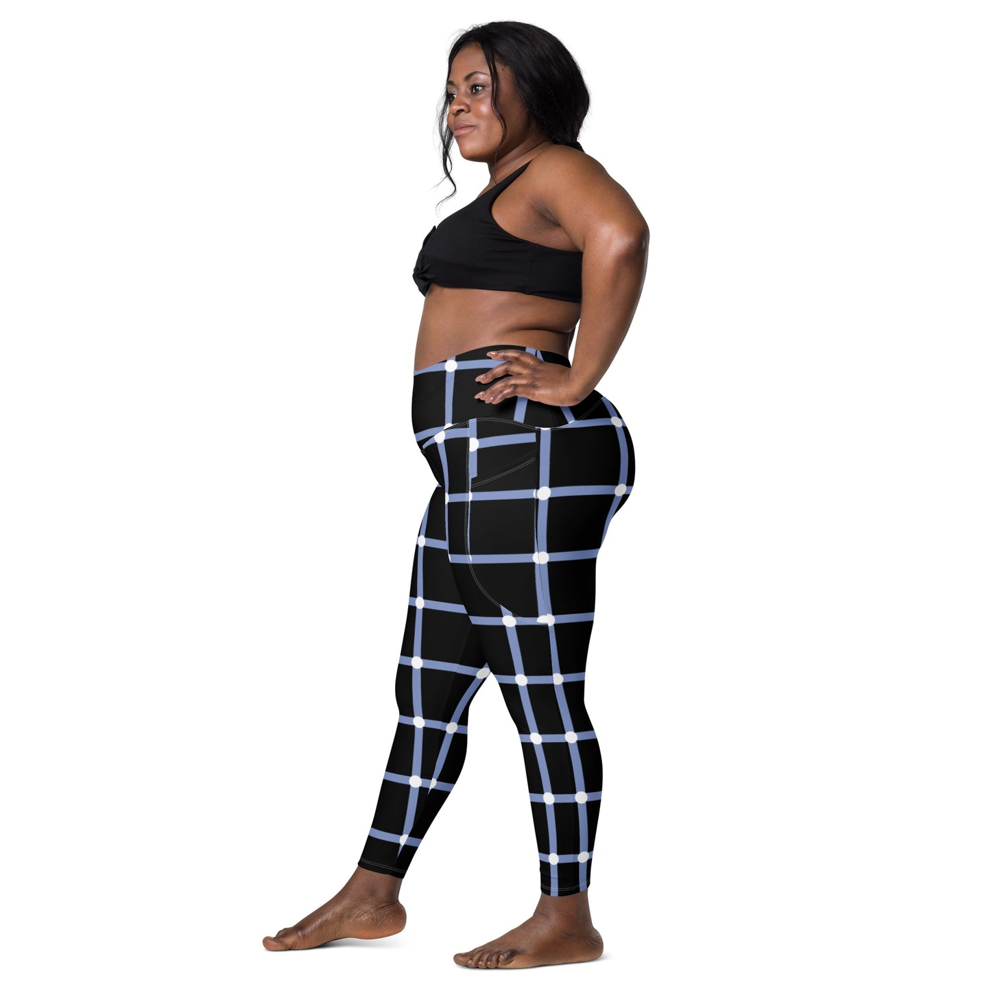 Soft and Sweet Blue and Black Leggings With Pockets