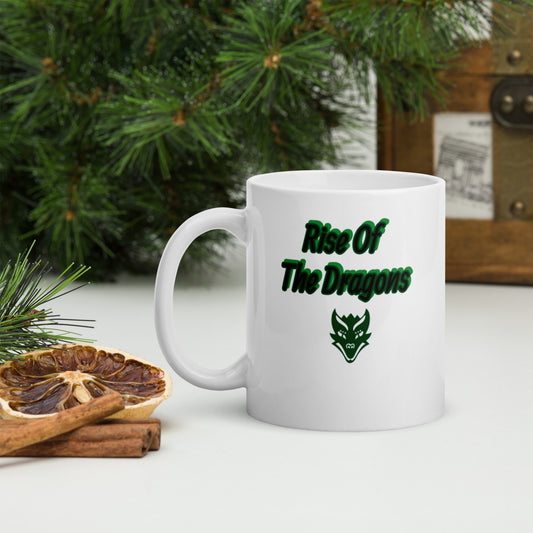 Rise of The Dragons White glossy mug