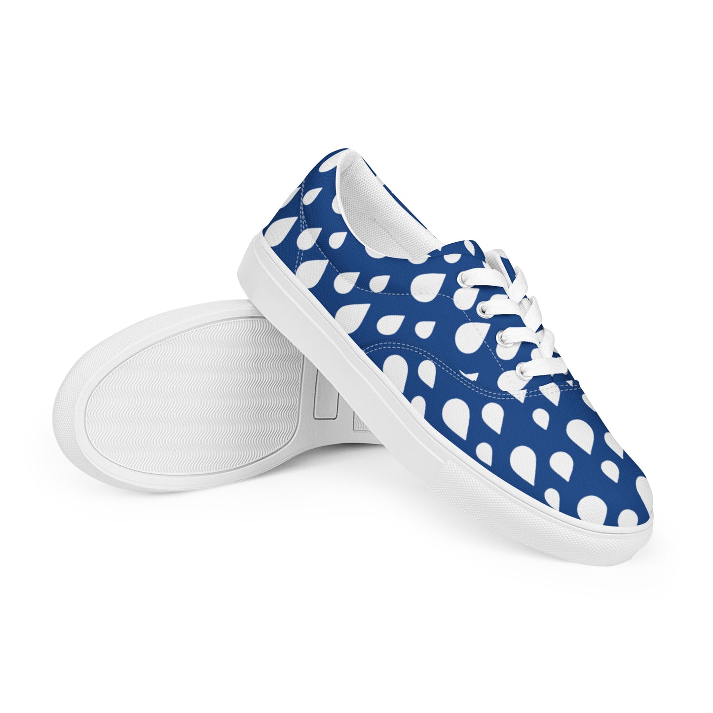 Blue and White Rain Drop Lace-Up Canvas Shoes