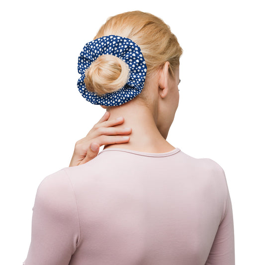 Blue and White Rain Drop Scrunchie