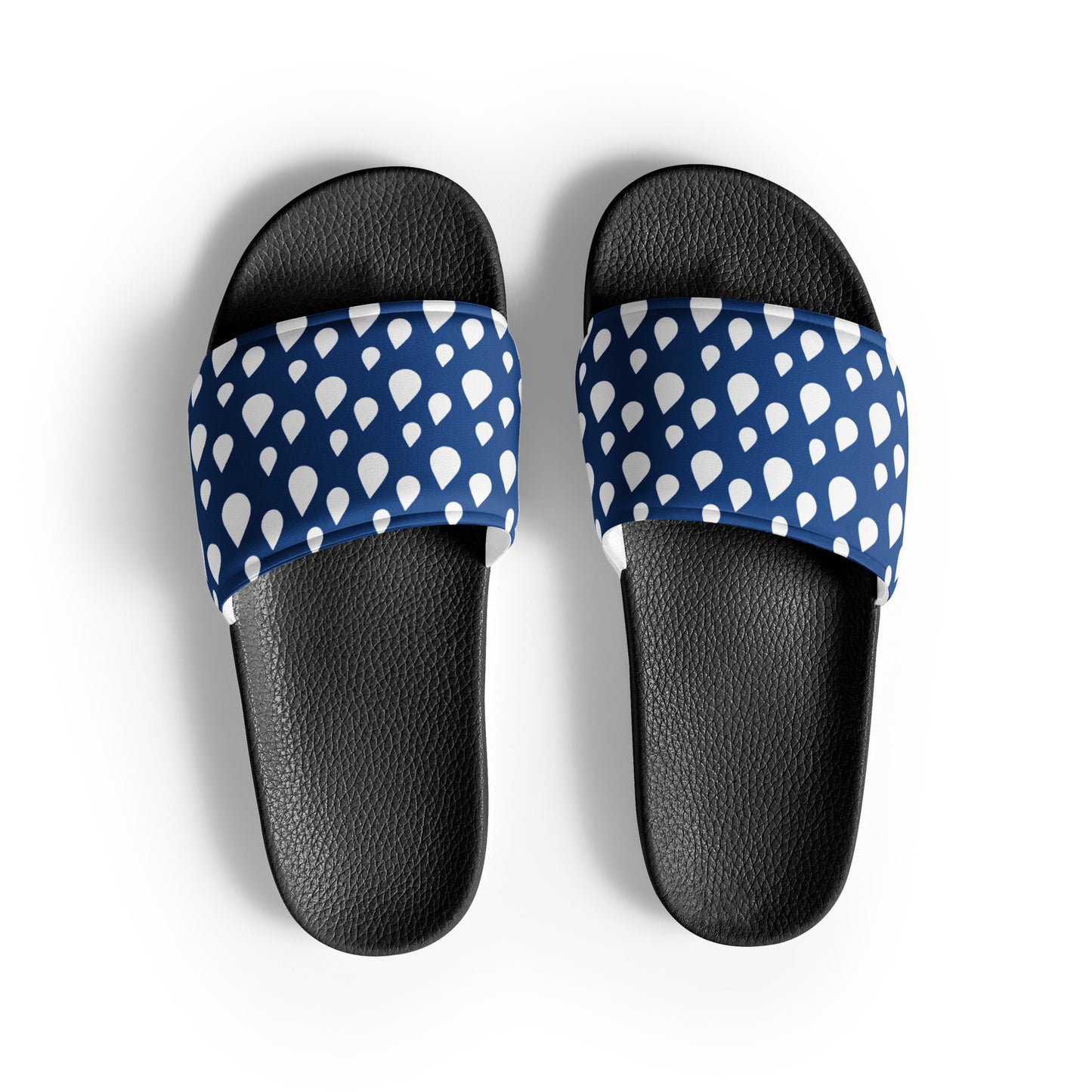 Blue and White Rain Drop Women's slides