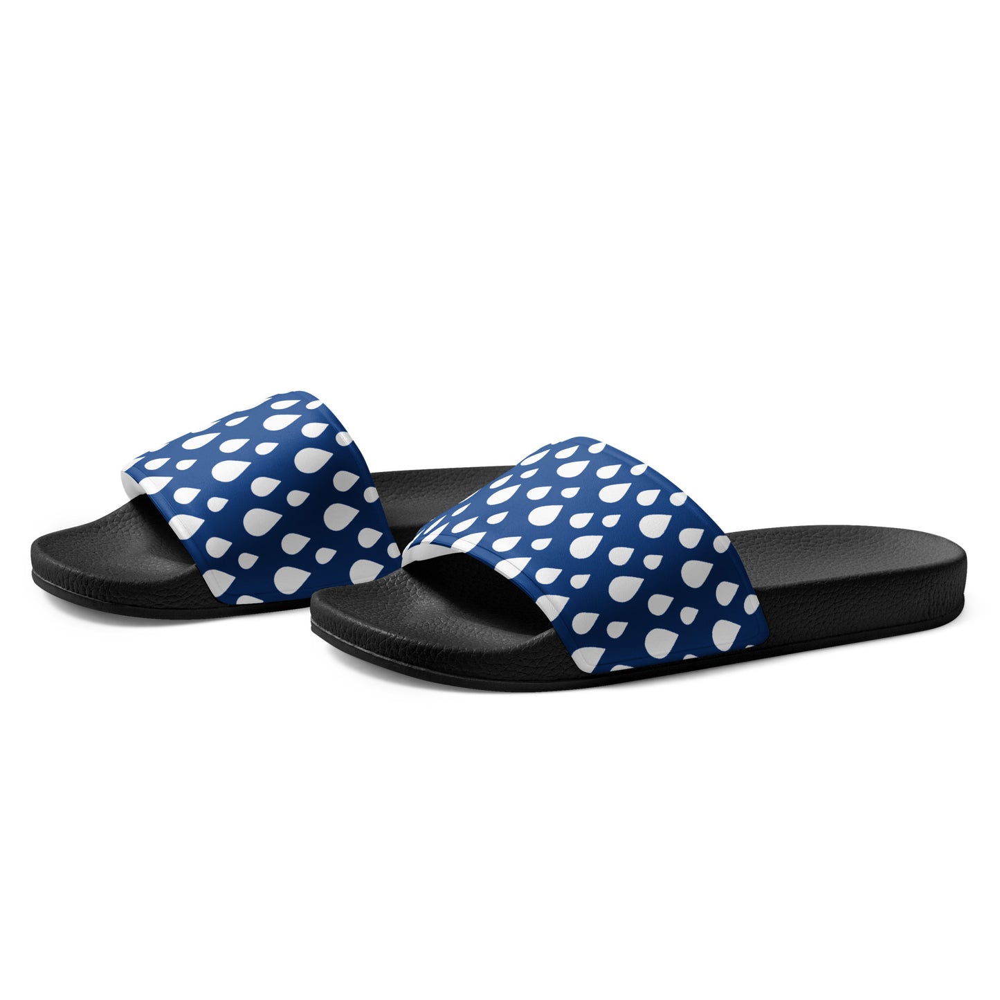 Blue and White Rain Drop Women's slides