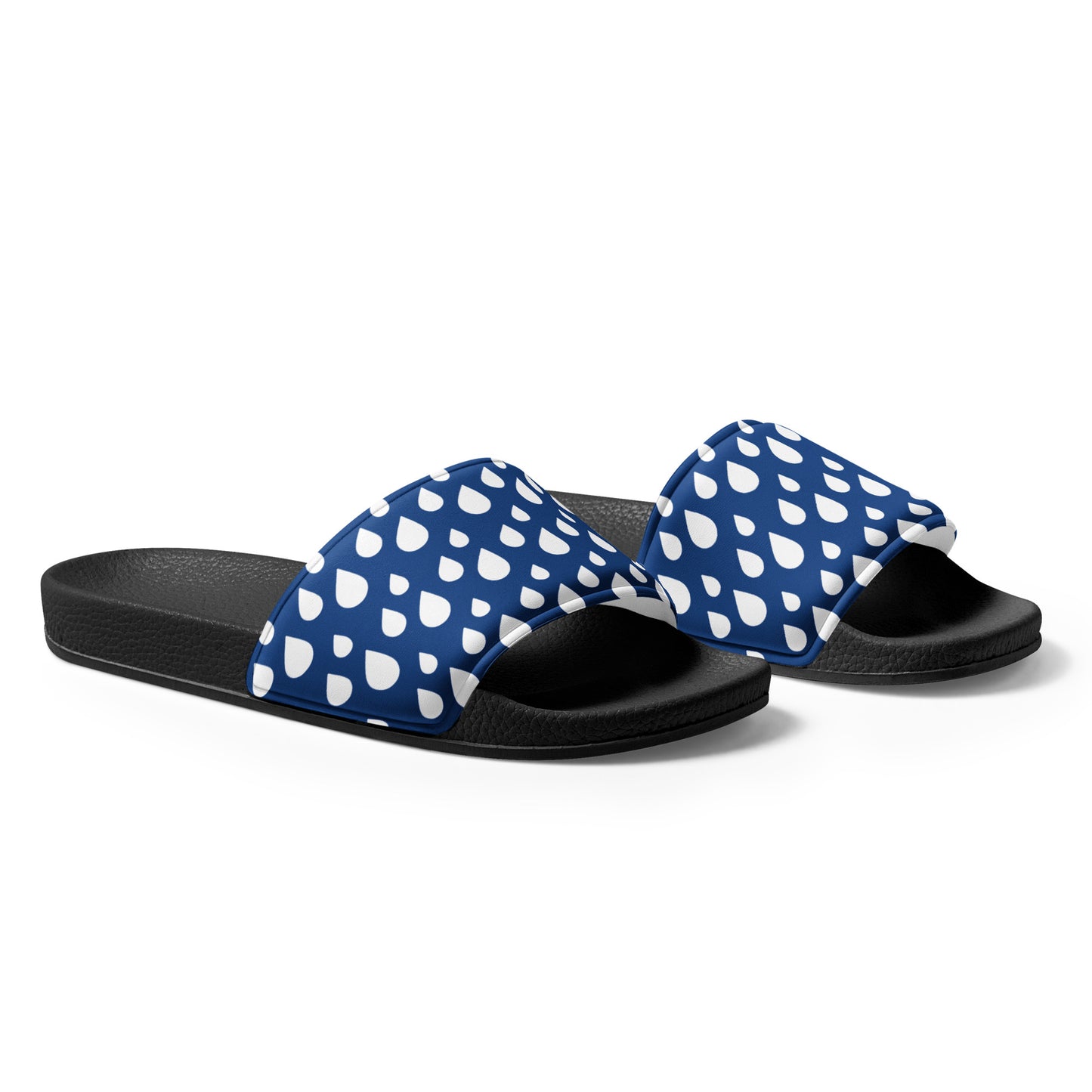 Blue and White Rain Drop Women's slides