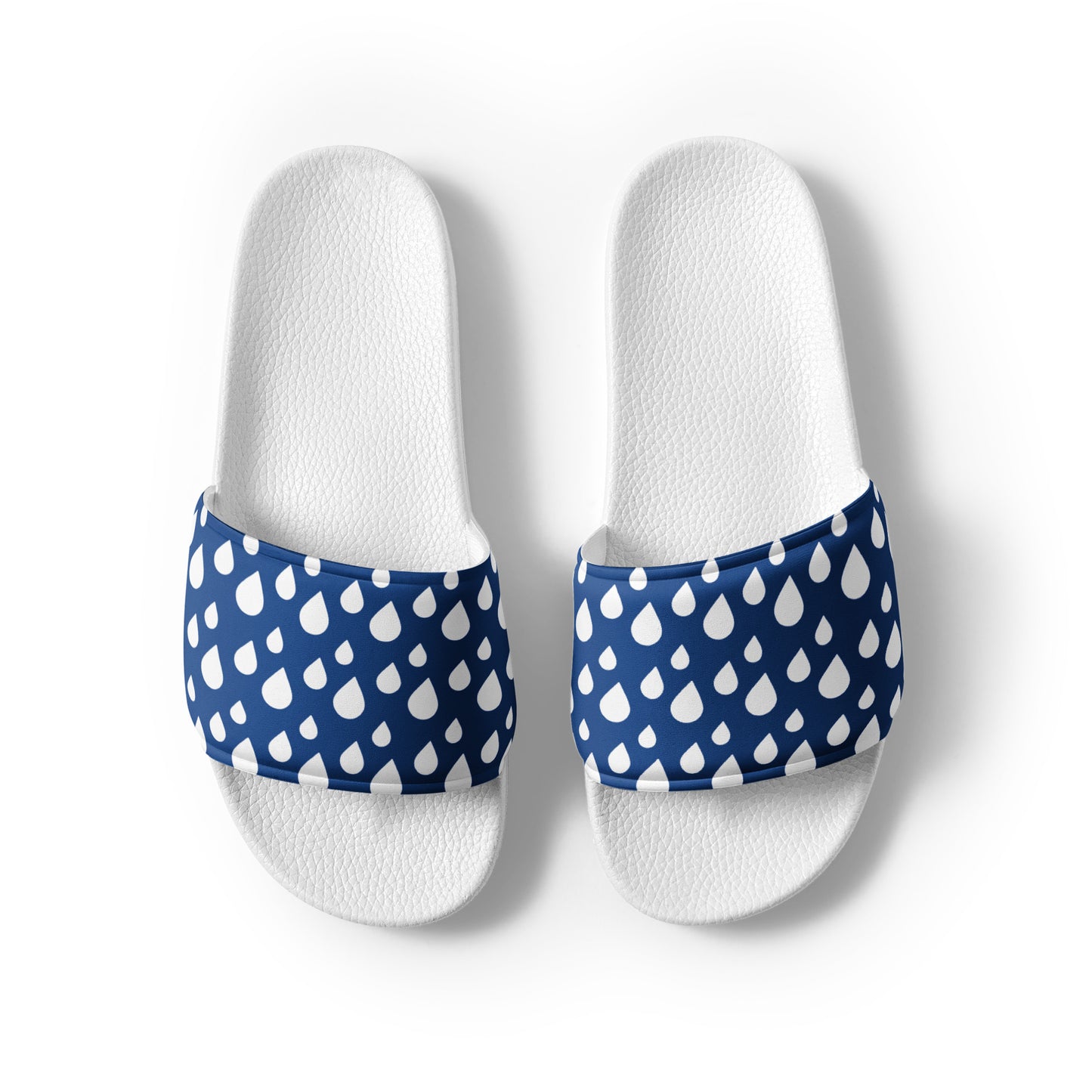 Blue and White Rain Drop Women's slides