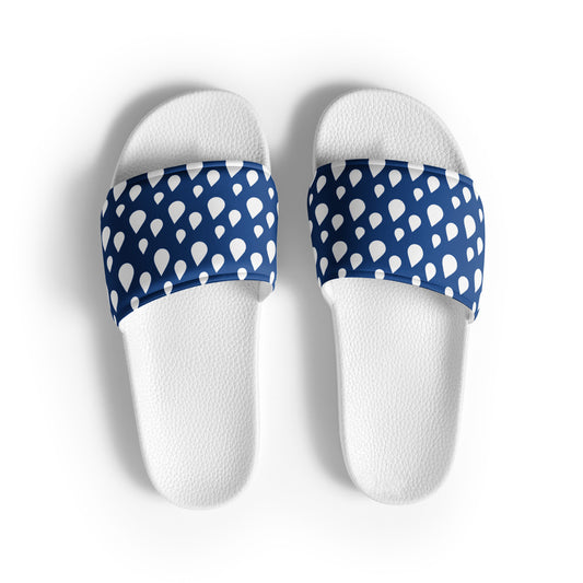 Blue and White Rain Drop Women's slides