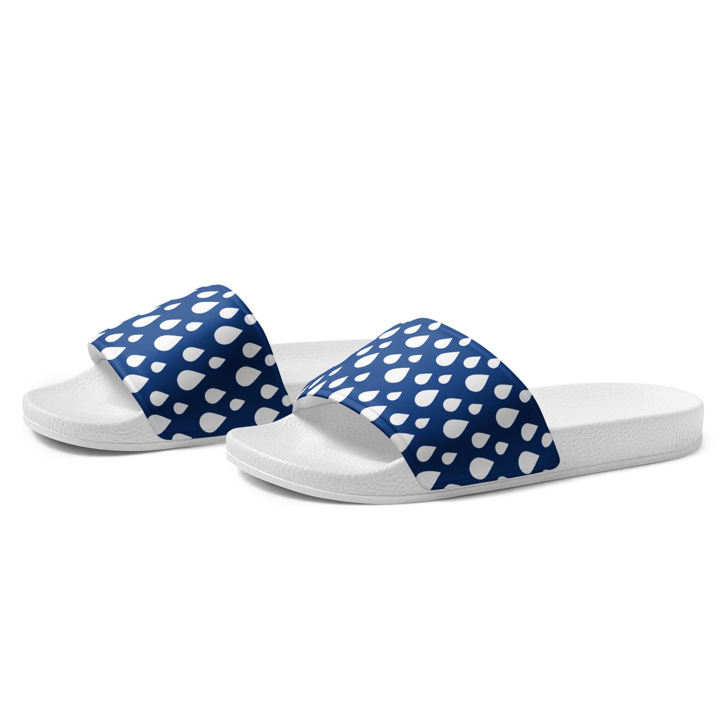 Blue and White Rain Drop Women's slides