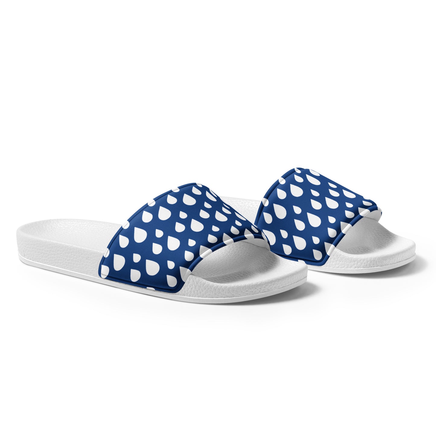 Blue and White Rain Drop Women's slides